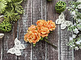 Декоративні квіти Троянда Аве 3.5 см 6 шт/уп, помаранчевого кольору., фото 2