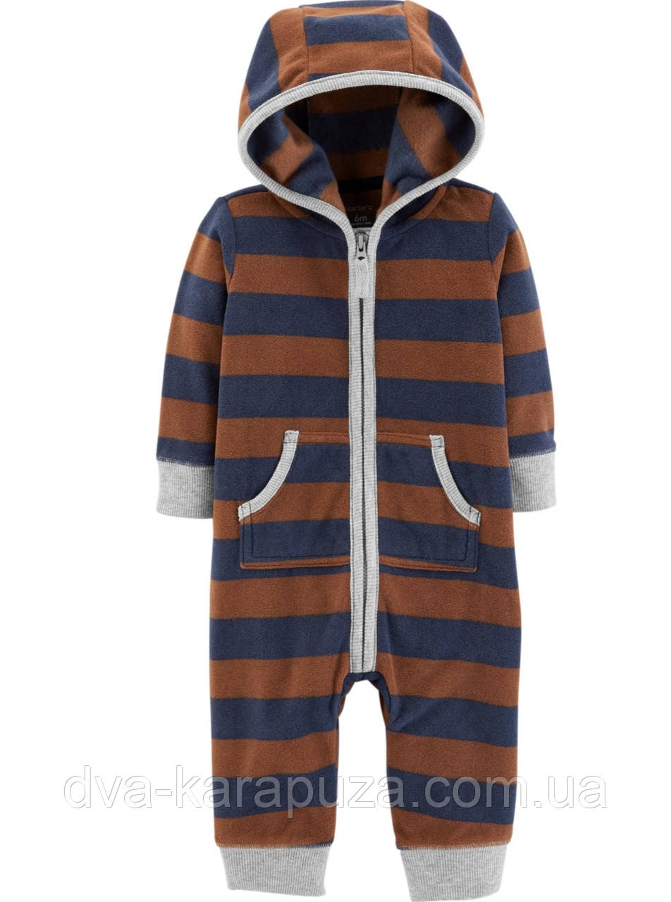 Теплий флісовий чоловічок, комбінезон із капюшоном для хлопчика відомого бренда США, 18 міс!, фото 1