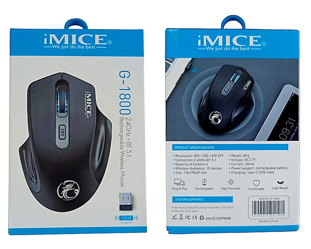 Мышка беспроводная iMice G-1800 USB+Bluetooth на аккумуляторе