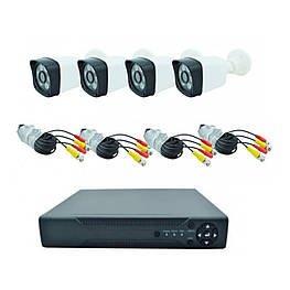 Відеореєстратор 4-канальний DVR KIT HD720 система відео спостереження для будинку офісу складу + 4 камери