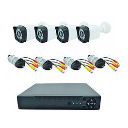 Відеореєстратор 4-канальний DVR KIT HD720 система відео спостереження для будинку офісу складу + 4 камери