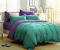 Постельное белье Наша Швейка Сатин Premium+ Изумрудный и фиолетовый однотонный Двухспальный 180х215