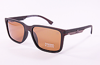 Солнцезащитные очки коричневые, мужские, матовые в пластиковой оправе