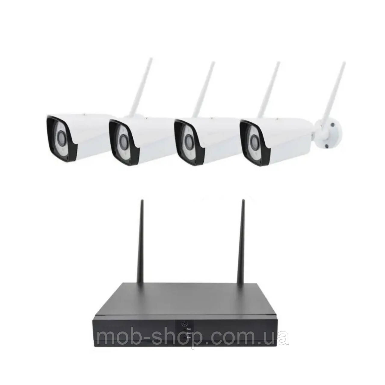 Бездротовий відеореєстратор DVR WiFi KIT HD720 система відеоспостереження вай фай + 4 камери, фото 1