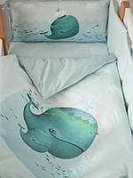 Дитячий комплект у ліжечко Baby Veres Menthol whale New 6 одиниць, фото 4