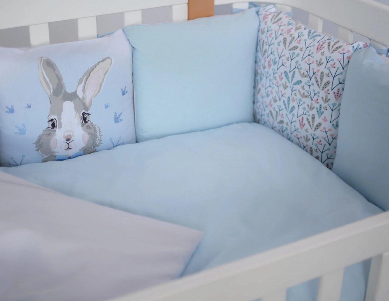 Постільна білизна з бортиками Baby Veres Summer Bunny blue New 6 в 1