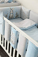 Постільна білизна з бортиками Baby Veres Summer Bunny blue New 6 в 1, фото 3