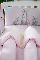 Постільний комплект у ліжечко Baby Veres Summer Bunny pink New 6 в 1, фото 3