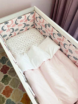 Постільний комплект з бортиками Baby Veres Sleepy moon pink 6 в 1
