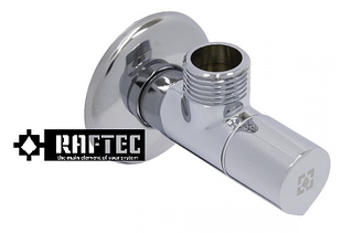 Кутовий кран 1/2х3/4 для під'єднання побутової техніки RAFTEC SILVER (крапля)