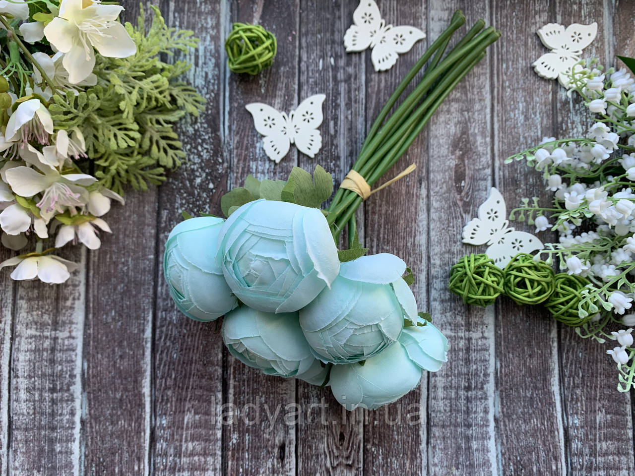 Букет ранункулюсів 7 шт. тіффані кольору, фото 1