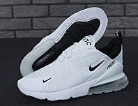 Мужские и женские кроссовки Nike Air Max 270 White Black (Белые с черным) Обувь Найк Аир Макс 270 текстиль