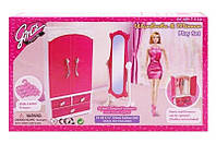 Кукольная мебель Глория Gloria 3009 гардероб с зеркалом для куклы, шкаф 28 см