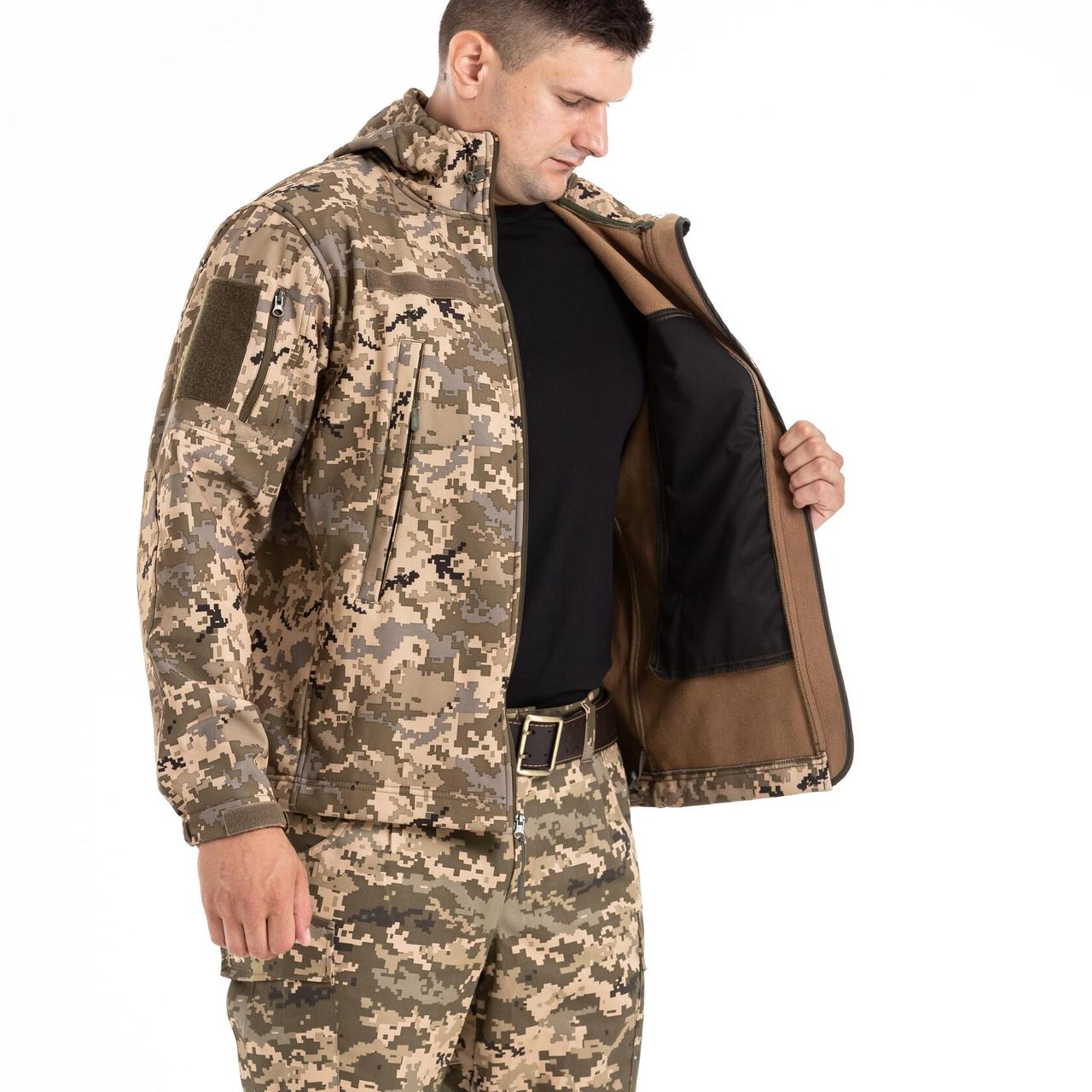 Куртка піксель soft shell,Демісезонна тактична армійська водостійка куртка soft shell піксель ЗСУ 56