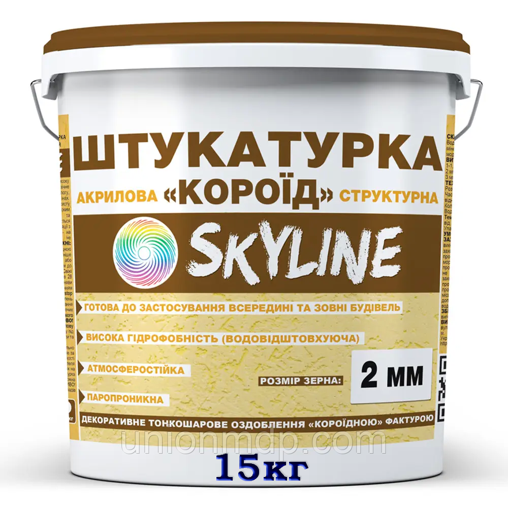 Штукатурка структурна «Короїд» Skyline акрилова, зерно 2 мм, горизонтальний короїд 15 кг