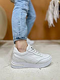 Жіночі кросівки білі шкіряні на шнурівці Dino Vittorio, фото 4