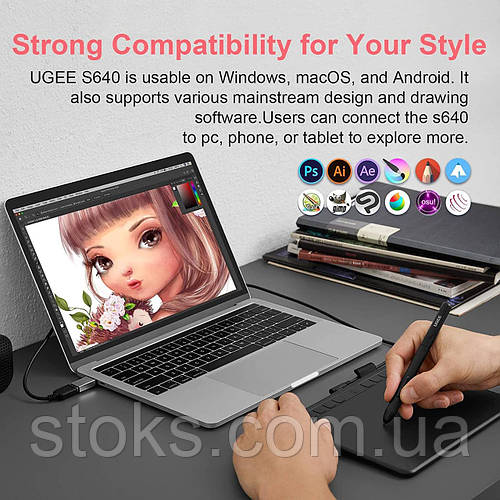 Купить Графический планшет для рисования UGEE S640 Digital Drawing Pad ...