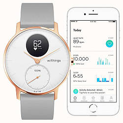 Смарт-годинник WITHINGS Steel HR Watch 36mm White/Rose Gold with Grey Silicone Band