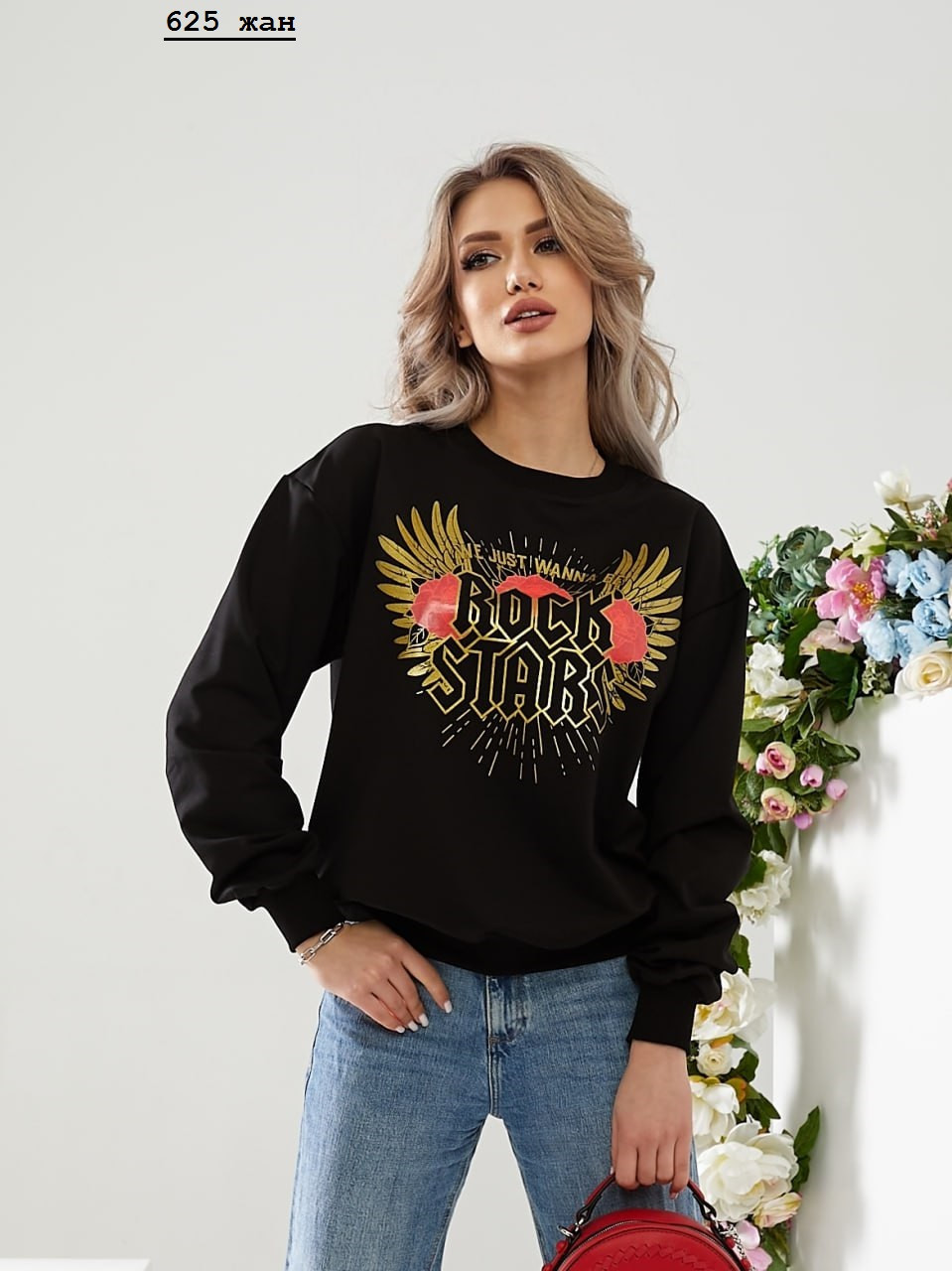 Стильний світшот "ROCK" жіночий норма 625 жан, фото 1