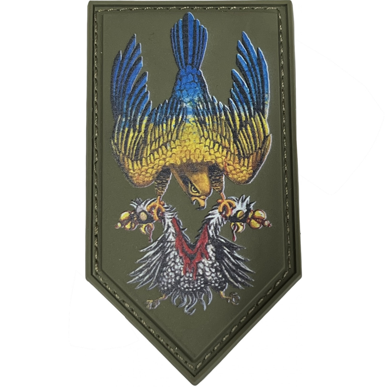 Шеврон на липучці Щит Орел Тризуб олива