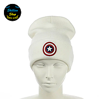 Молодежная шапка бини - Капитан Америка / Captain America - Белый