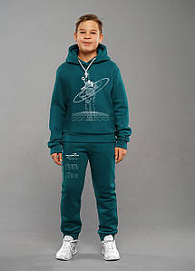 Костюм спортивний для хлопчика підлітка дитячий теплий тринитка з начосом Eliot Морська хвиля Tiaren
