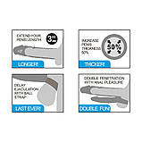 Подовжуюча подвійна насадка на член з вібрацією Pleasure X-Tender Vibrating Double Penis Sleeve Add 1", фото 7