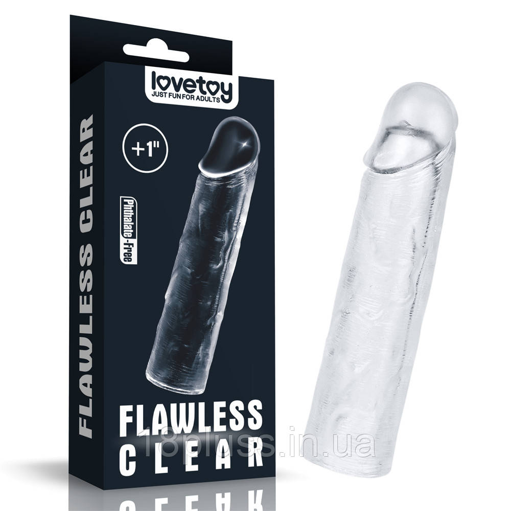 Прозора подовжуюча насадка на член Flawless Clear Penis Sleeve +1", фото 1