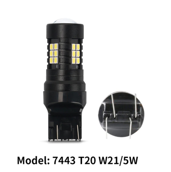 Червона T20 7440 7443 W21W W21/5W DC12-24V Canbus LED автолампа світлодіодна з лінзою безцокольна