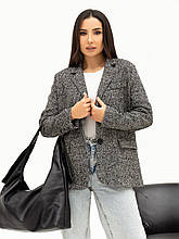 Жіночий сірий фактурний піджак з кишенями 13698