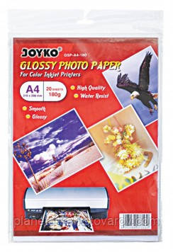 Фотопапір глянцевий А4 "JOYKO" (180g) 20 аркушів