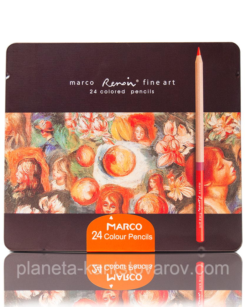 Олівці кольорові художні "MARCO" Renoir в металевому пеналі (24 кольори)