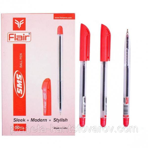 Ручка кулькова масляна Flair "SMS" червона