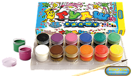 Фарби гуашеві Салют "Люкс-Колор" 12кол./25мл. з пензликом і підставкою
