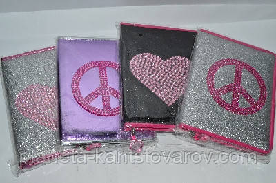 Блокнот (A5) 148 "Знак пацифістів, Серце" зі стразами, з блиском (80 аркушів)