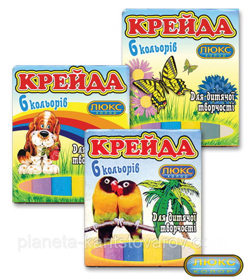 Крейда "Люкс-Колор" кольоровий квадратний (6 кол.) (70x15x10 мм.)