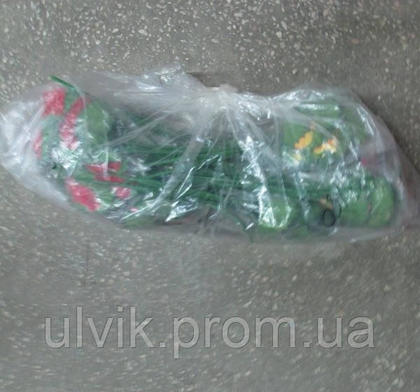 Роза с листом (6 голов) букет искусственный - фото 2 - id-p605029991