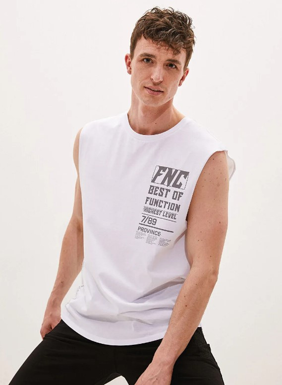 Біла чоловіча майка LC Waikiki/ЛС Вайкікі з написом FNC. фірмова Туреччина