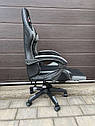 Крісло геймерське чорно-сіре ігрове з підставкою для ніг, фото 3