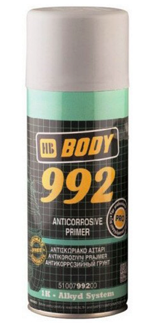 Ґрунт антикорозійний Spray 992 сірий 400 мл, HB Body, фото 1