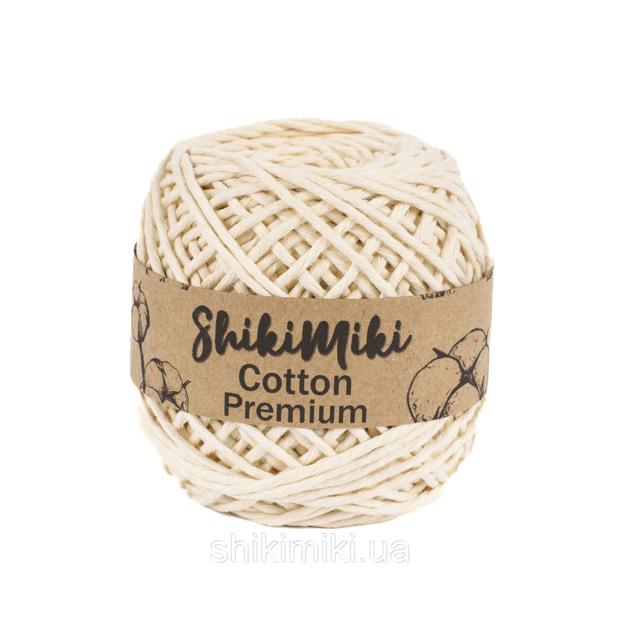 Еко шнур Shikimiki Cotton Premium 2 мм, колір Кремовий йогурт