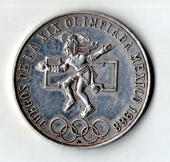 Мексика 25 песо, 1968 Літні Олімпійські ігри 1968, Мехіко срібло 22.5 грам. №652