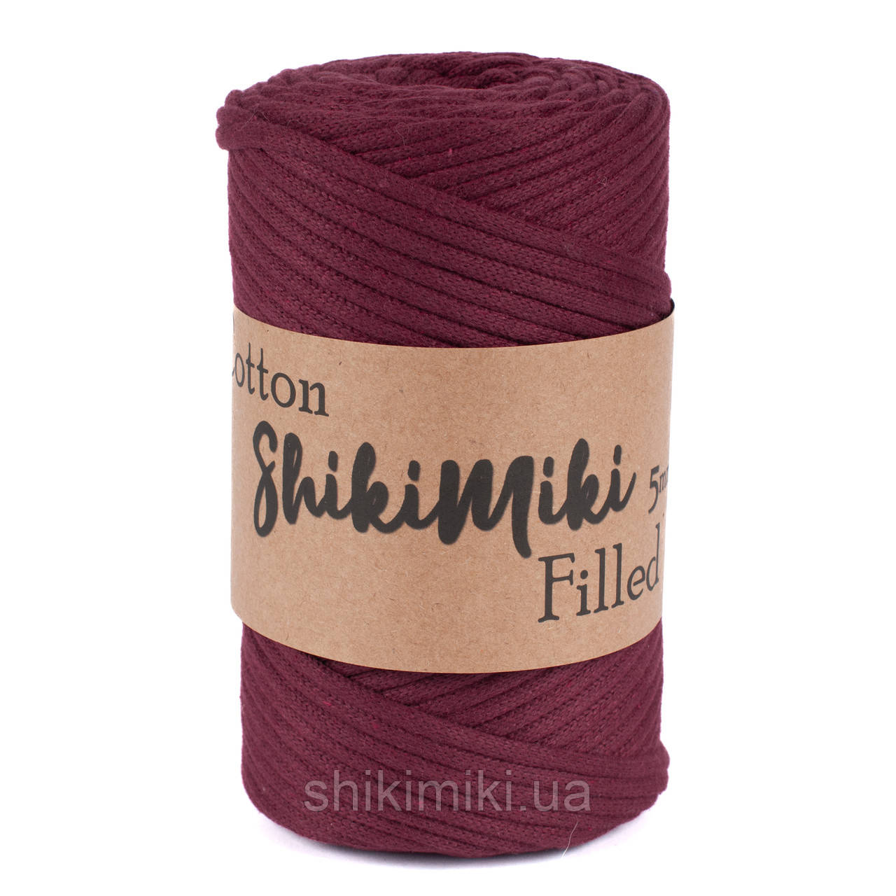 Трикотажний бавовняний шнур Cotton Filled 5 мм, колір Бургунді