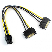 Переходник PCI-Ex 6 pin to SATA 2х15 pin для видеокарты