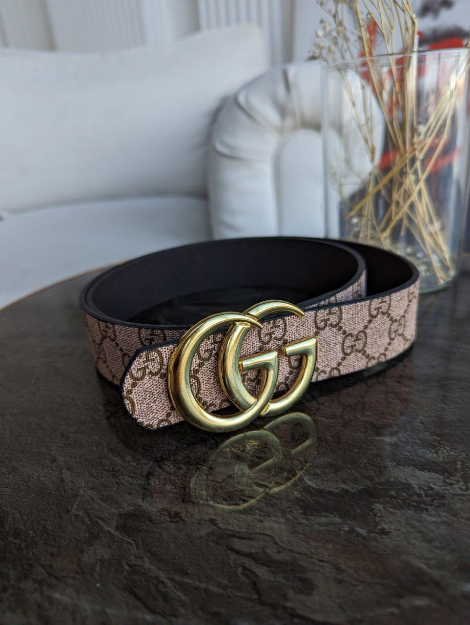 Широкий ремінь Gucci Гуччі темний беж, фото 1