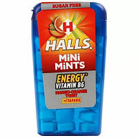 Цукерки без цукру Halls Mini Mints манго-апельсин + гуарана, 12.5 г