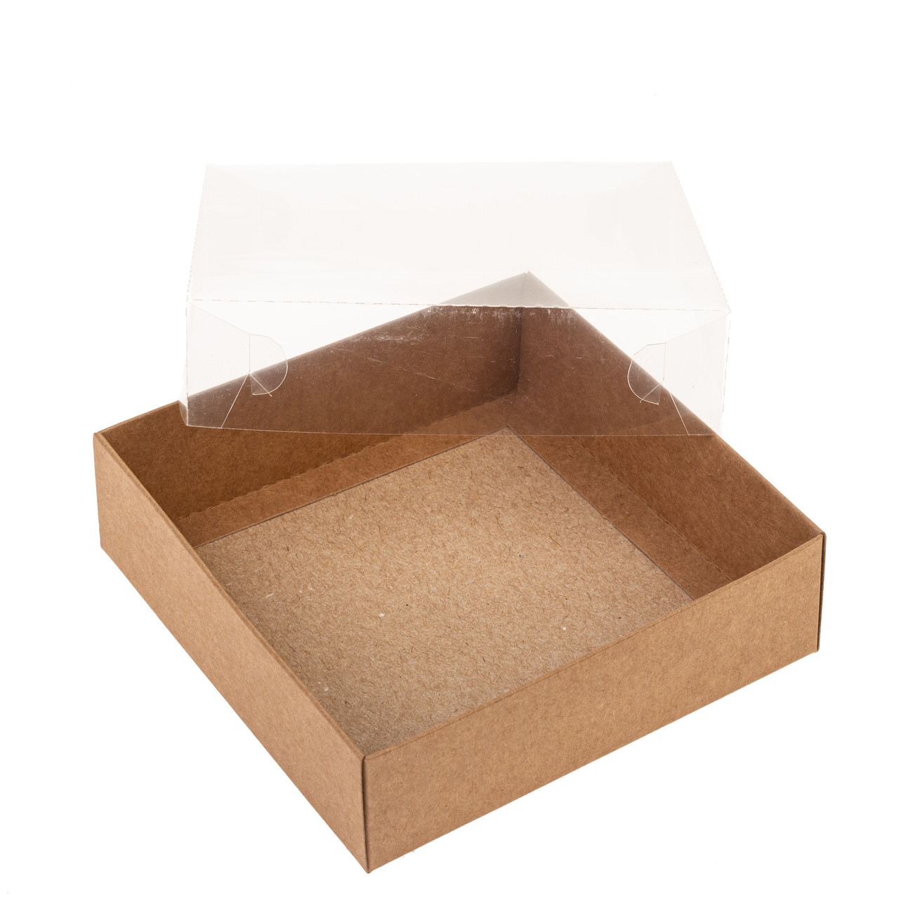 Коробка 120х120х35 для пряника з прозорою кришкою, крафт, фото 1