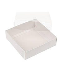 Коробка 120х120х35 для пряника з прозорою кришкою, біла