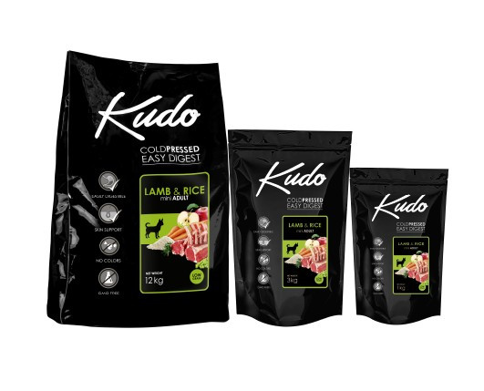 Повнораціонний сухий корм для дорослих собак дрібних порід з ягням і рисом KUDO ADULT MINI LAMB&RICE 12 кг