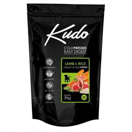 Сухий корм KUDO JUNIOR MEDI&MAXI LAMB&RICE для цуценят середніх та великих порід із ягням та рисом 3 кг